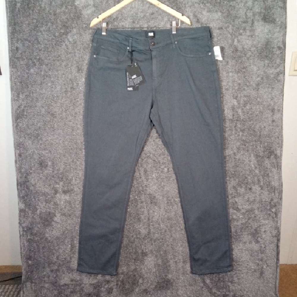 PAIGE Lennox Pewter Stone Comfort Travel Stretchy Mens Pants Size 40